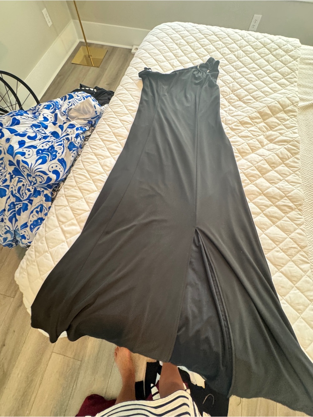 White House Black Market Black One-Shoulder Maxi Gown